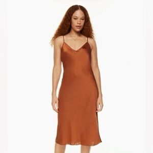 Aritzia Wilfred Only Slip Satin Midi Dress